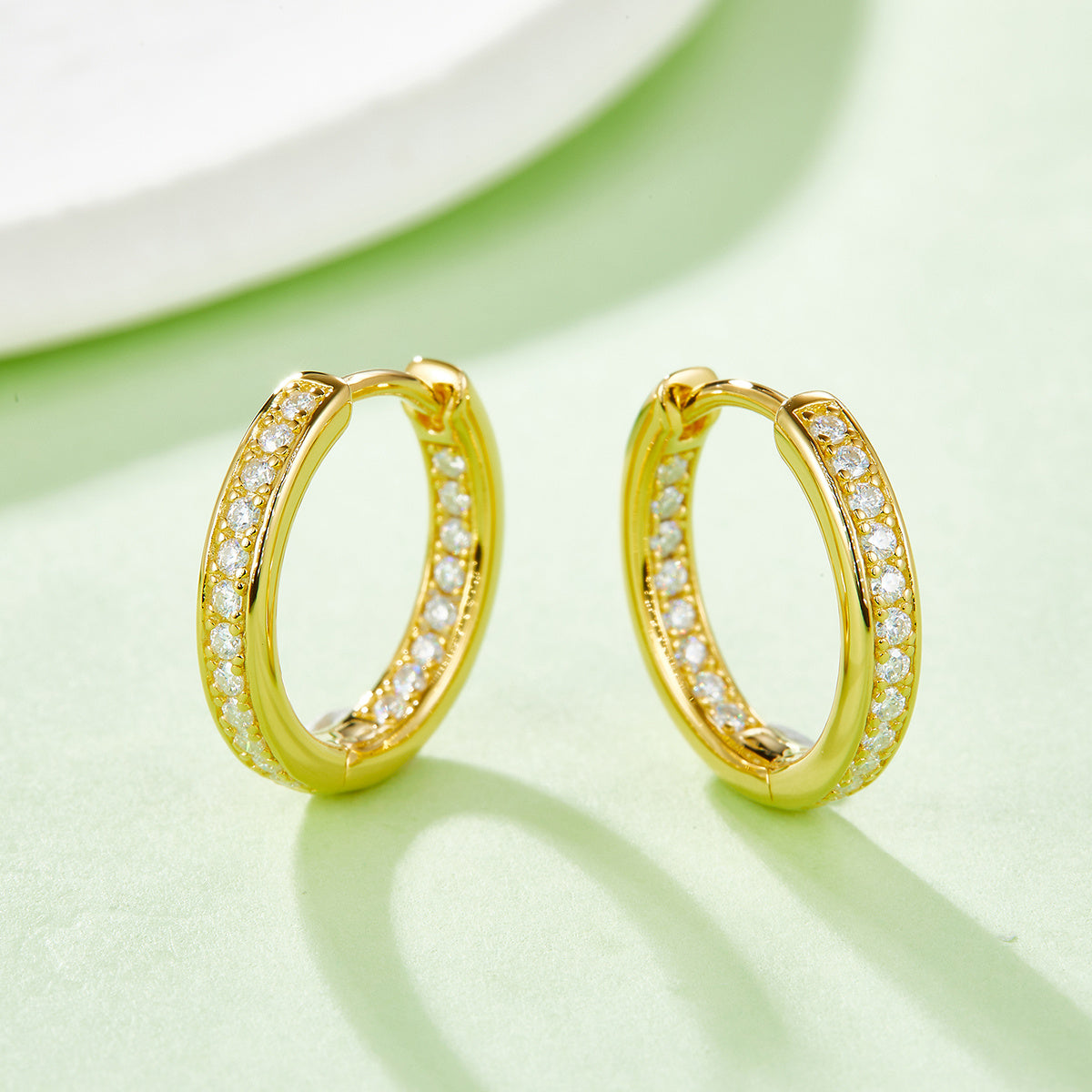 Moissanite Huggie Hoop Earrings 14.5mm – S925 Hypoallergenic – view 5