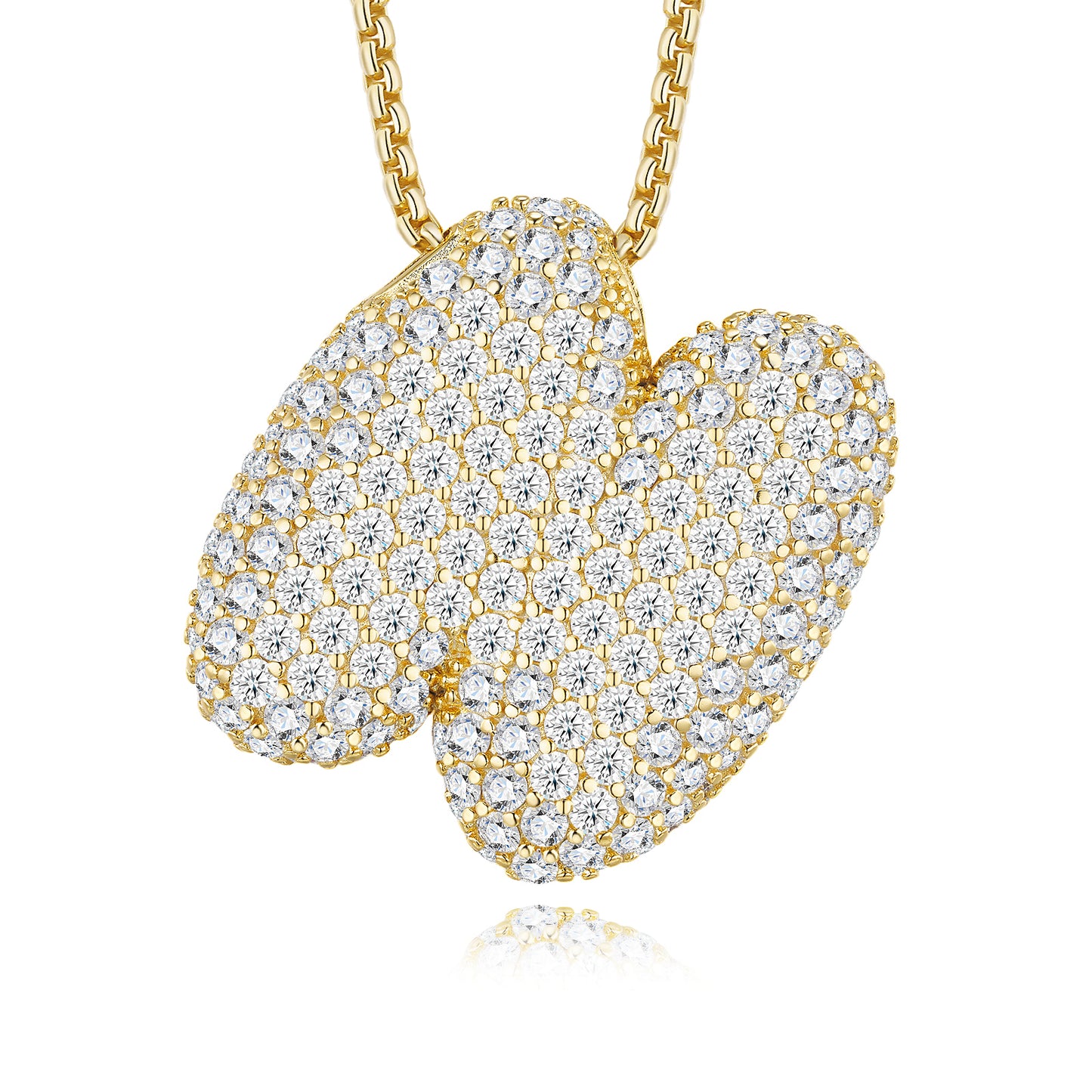 Bubble Letter Initial Necklace 14.36g – S925 Gold, Moissanite A-Z
