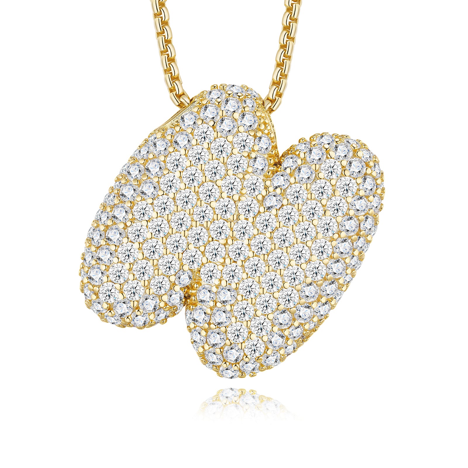 Bubble Letter Initial Necklace 14.36g – S925 Gold, Moissanite A-Z