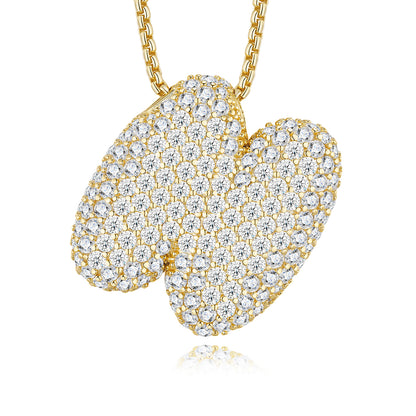 Moissanite bubble letter necklace with gold-plated finish