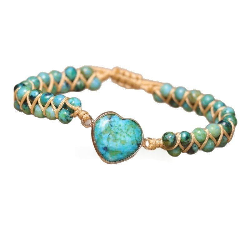 Seven-Chakra Stone Wrap Bracelet With Heart-Shaped Natural Stones – view 5