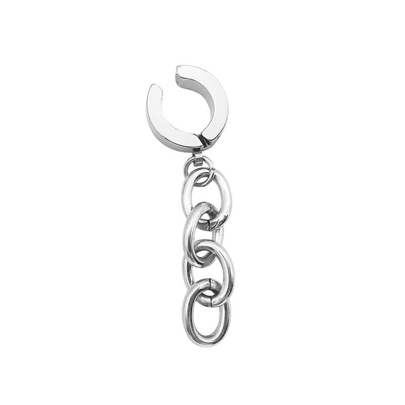 Stainless Steel Chain Stud Earrings For Men And Women – view 3