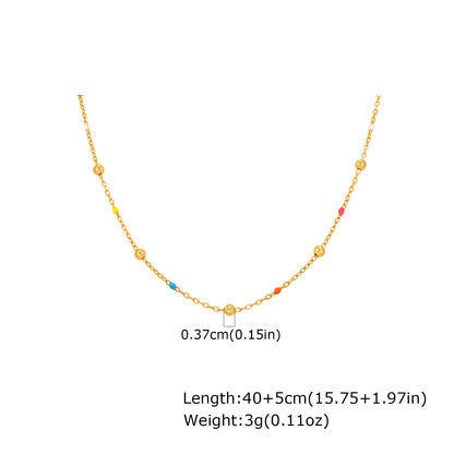 Designer-style Colorful Resin Spacer Bead Chain Round-bead Necklace In Gold – view 6