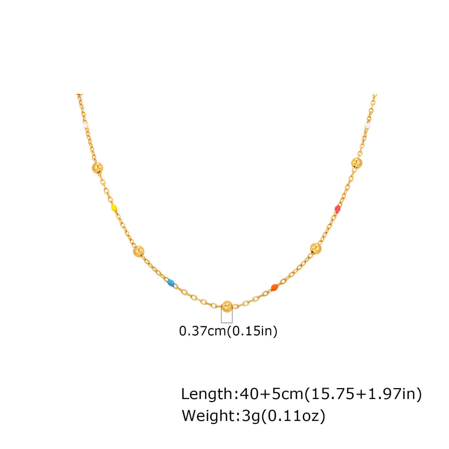 Designer-style Colorful Resin Spacer Bead Chain Round-bead Necklace In Gold – view 6