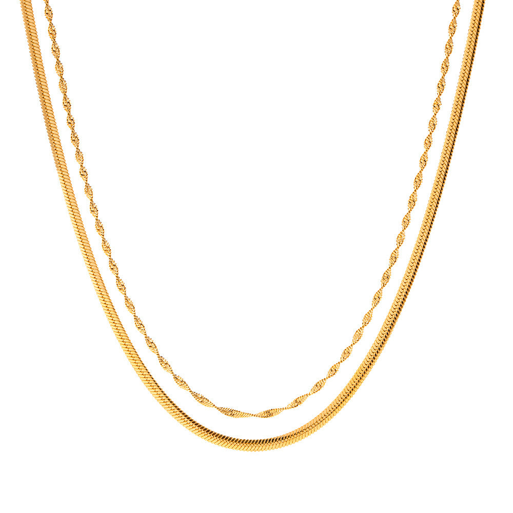 18K Gold Stainless Steel Double Twisted Chain Necklace – view 5