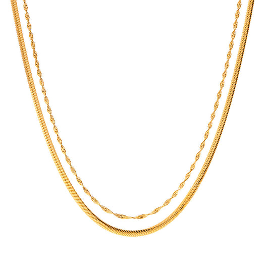 18K Gold Stainless Steel Double Twisted Chain Necklace – view 5