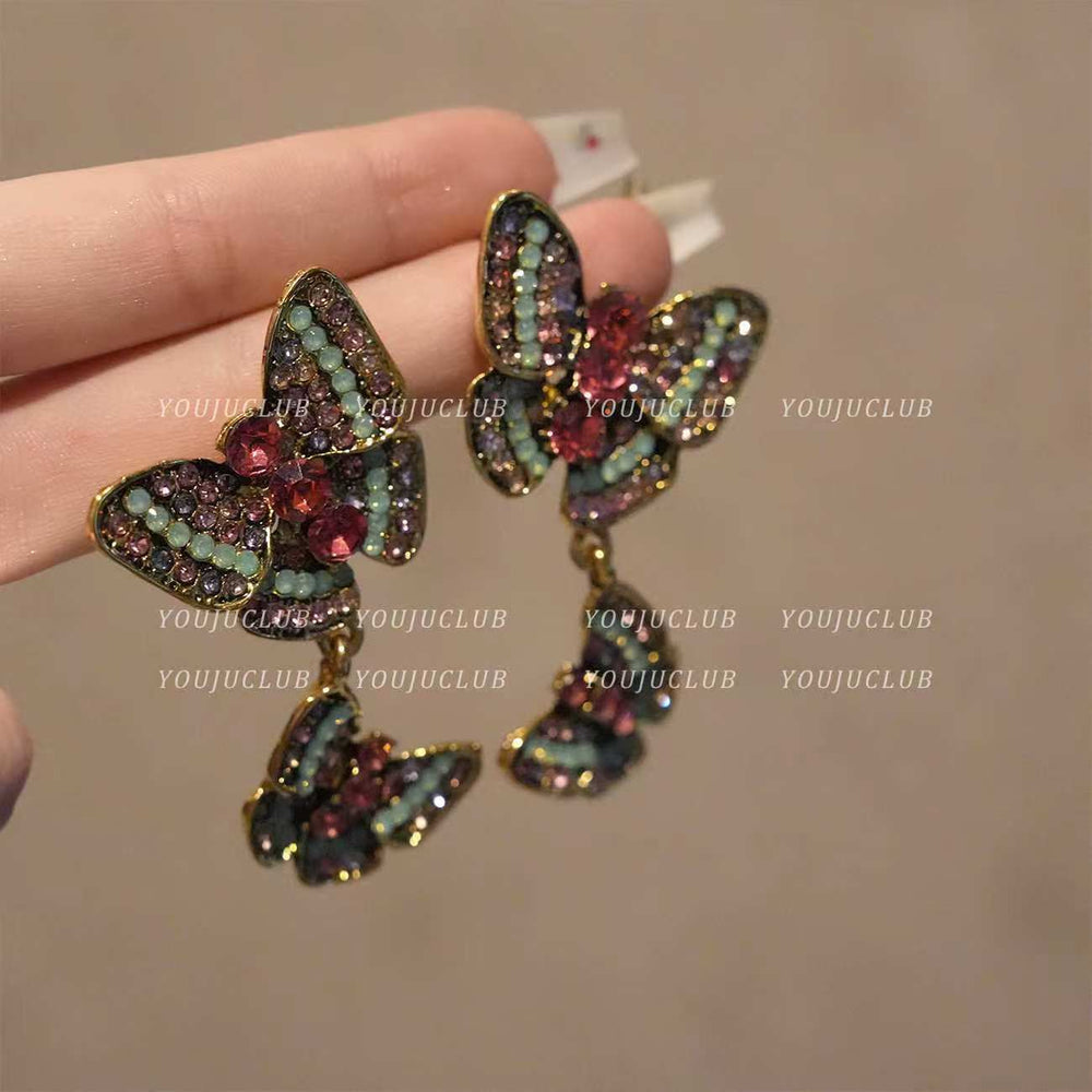 Retro Butterfly Earrings – Full Rhinestones – view 2