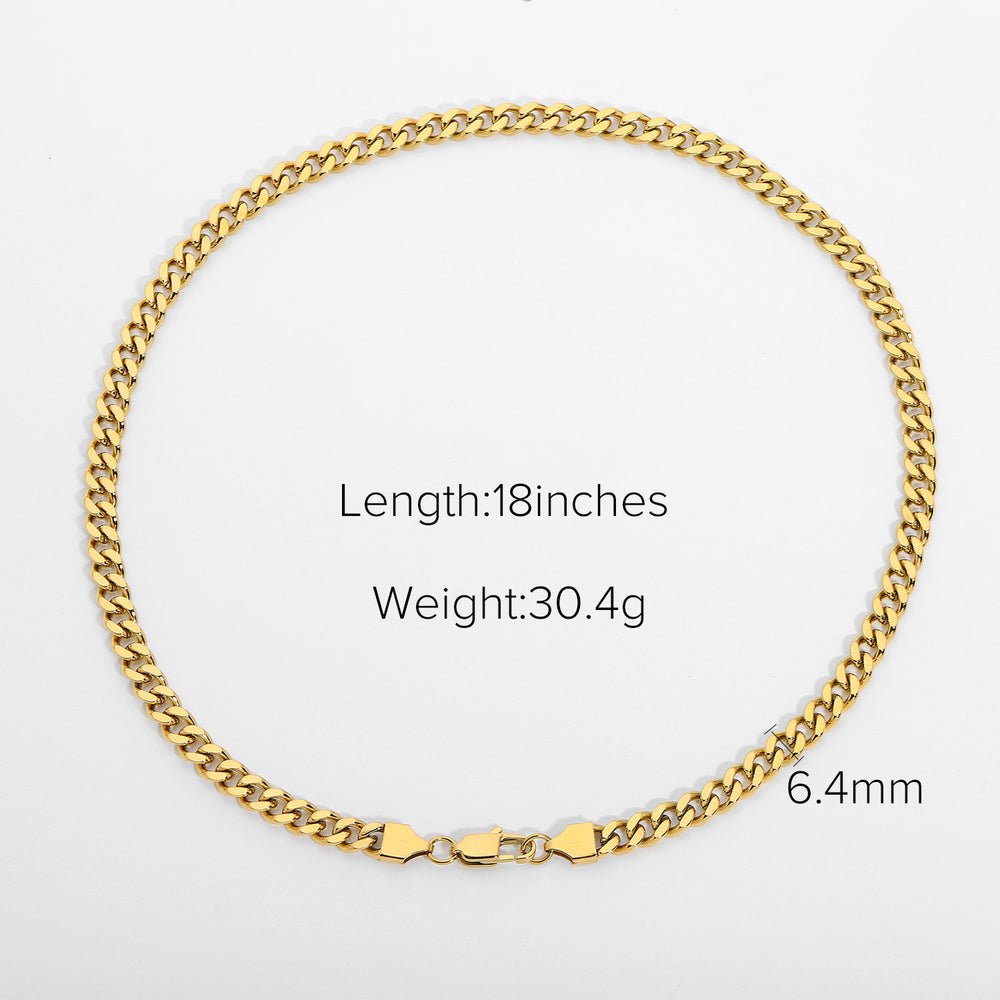 Cuban Chain Necklace – 18K Gold Plated, Lobster Clasp – view 4