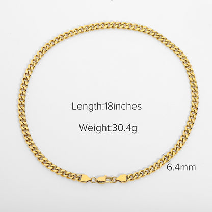 Cuban Chain Necklace – 18K Gold Plated, Lobster Clasp – view 4