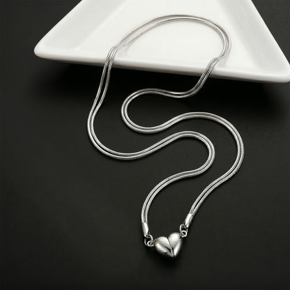 Magnetic Heart Couples Necklace Set – Stainless Steel – view 6