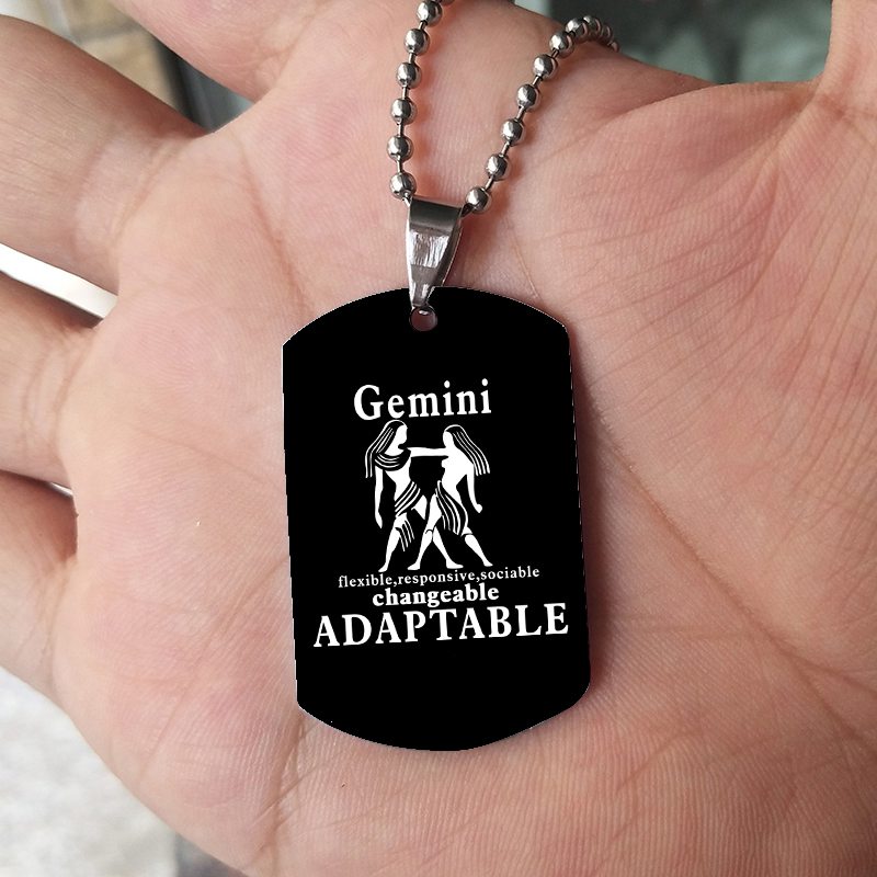 12 Constellation Black Stainless Steel Pendant Dog Army Tag Necklace – view 5