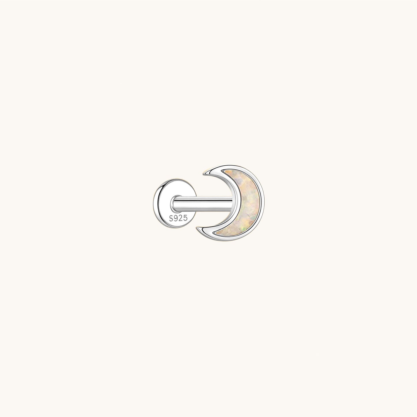 Womens Fashionable All-Match Opal Moon Flat-Back Stud Earrings – view 4
