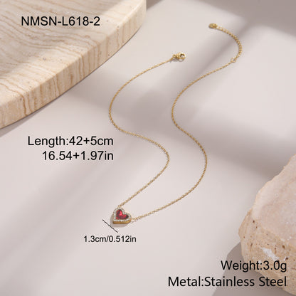 Heart Necklace – 18K Gold, Korean-Japanese Style – view 7