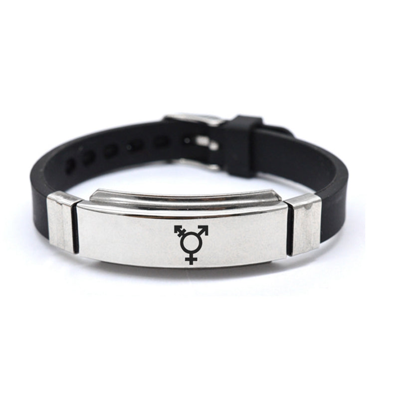 LGBT Pride Engraved ID Bracelet – Stainless Steel & Silicone – view 2