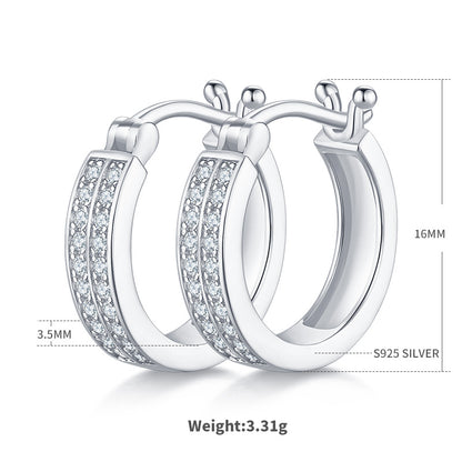 Double row moissanite hoop earrings – 16mm