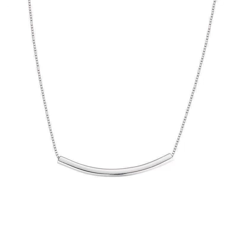 Smile Curved Tube Necklace – S999 Fine Silver – view 5