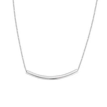 Smile Curved Tube Necklace – S999 Fine Silver – view 5