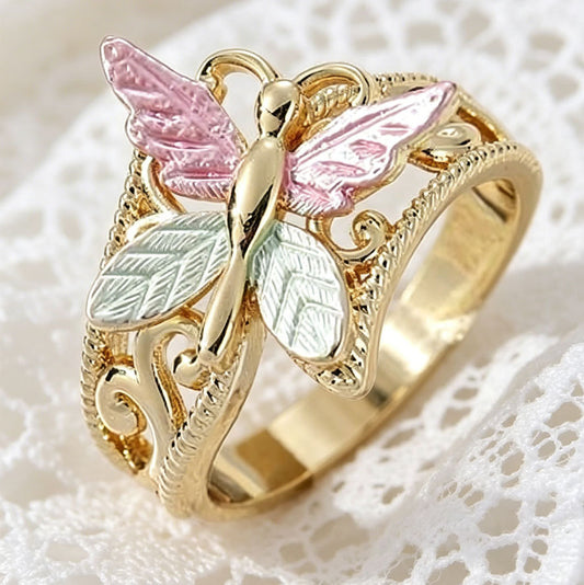 Ins-style Sweet-and-cool Powder-blue Butterfly Ring