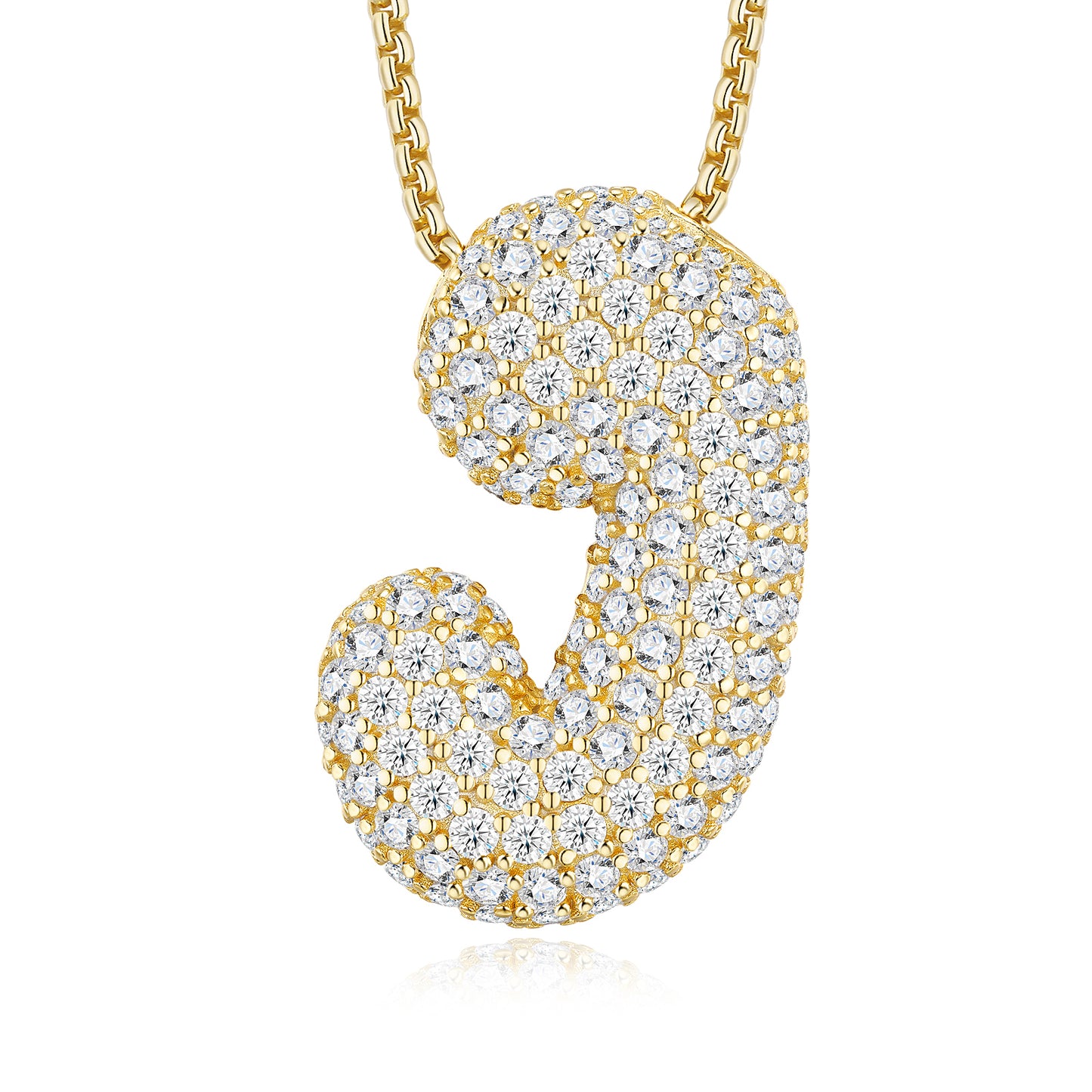 Bubble Letter Initial Necklace 11.91g – S925 Gold, Moissanite A-Z