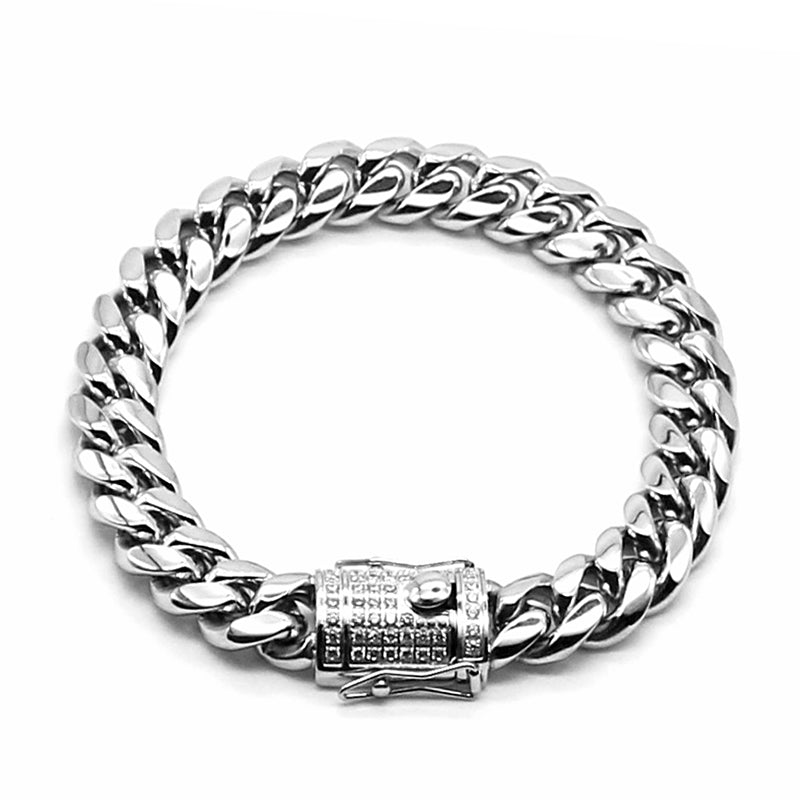 Cuban Trend Titanium Steel Gold Plated Zircon Bracelet For Men – view 4