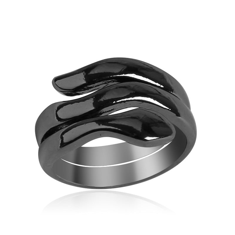 Retro Ring, Punk-style Double-layer Snake-shaped Mens Ring – view 6