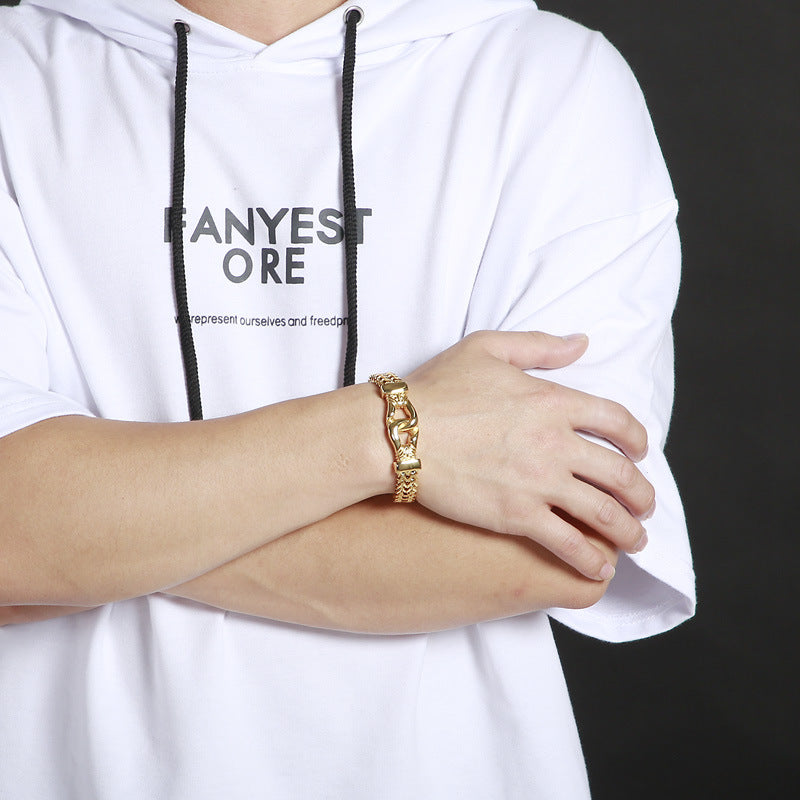 Mesh Link Chain Men's Bracelet – Gold Stainless Steel