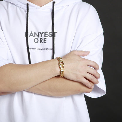 Mesh Link Chain Men's Bracelet – Gold Stainless Steel