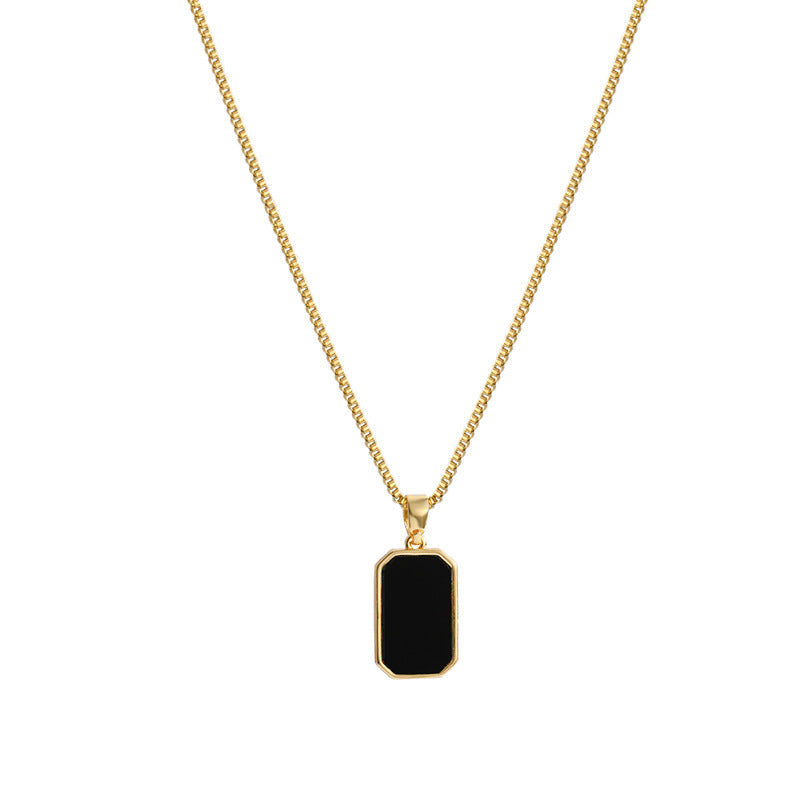 Rectangular Pendant Necklace – 18K Gold Titanium Steel, Unisex – view 6
