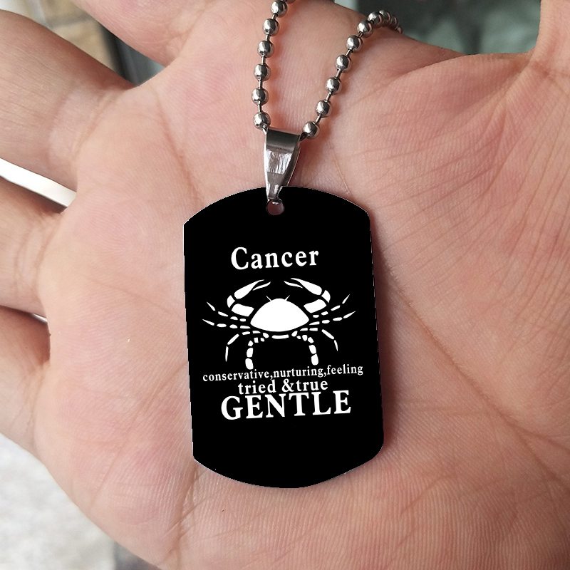 12 Constellation Black Stainless Steel Pendant Dog Army Tag Necklace – view 3