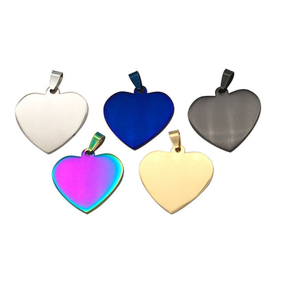 Stainless Steel Dog Tag Necklace – Heart Glass Pendant – view 2