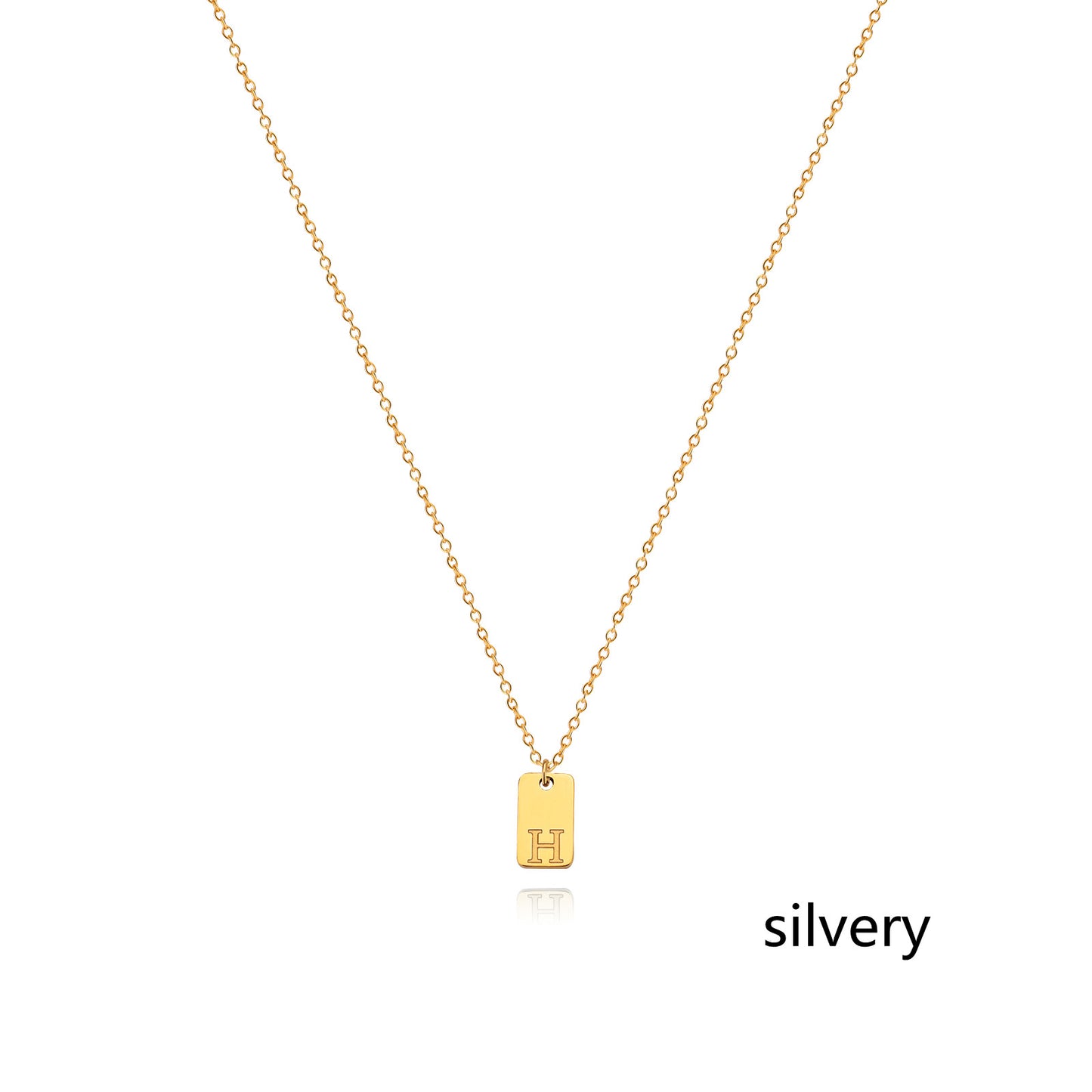 Stainless Steel Simple 26 Letter Tag Pendant Necklace – view 35