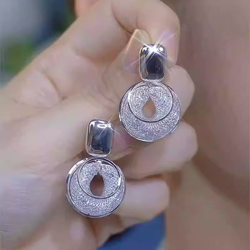 925 Silver Needle Crystal Mesh Hoop Earrings, 2026 New Retro Trendy Jewelry – view 3