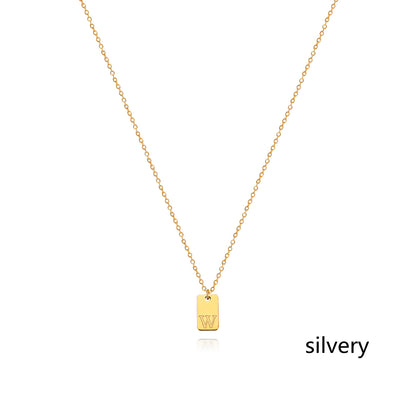 Stainless Steel Simple 26 Letter Tag Pendant Necklace – view 50
