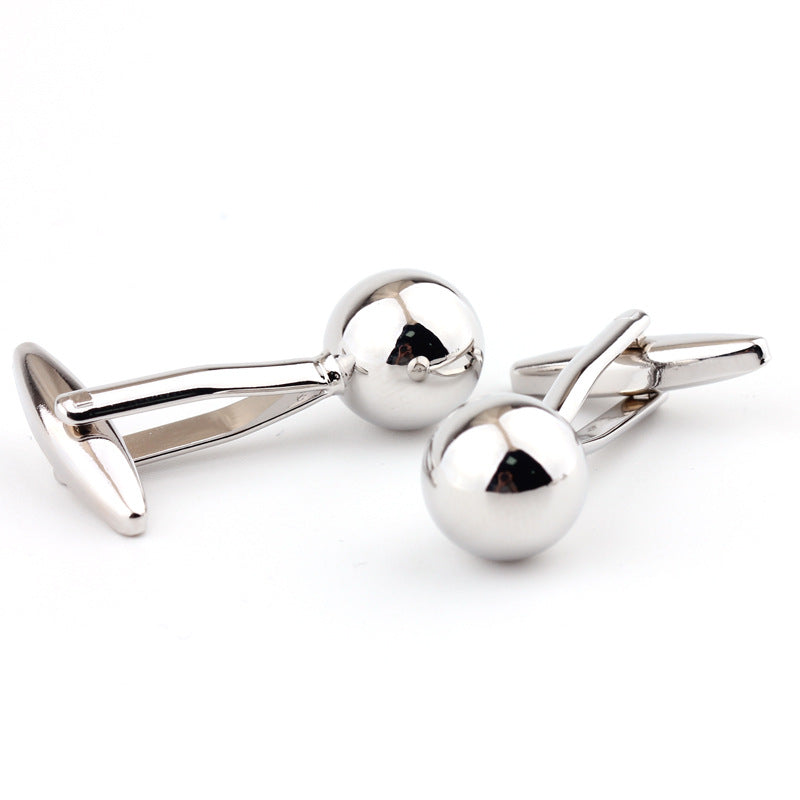 Silver Steel Ball Shape Metal Cufflinks French Shirt Men's Cufflink – view 3