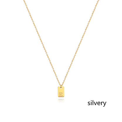 Stainless Steel Simple 26 Letter Tag Pendant Necklace – view 32