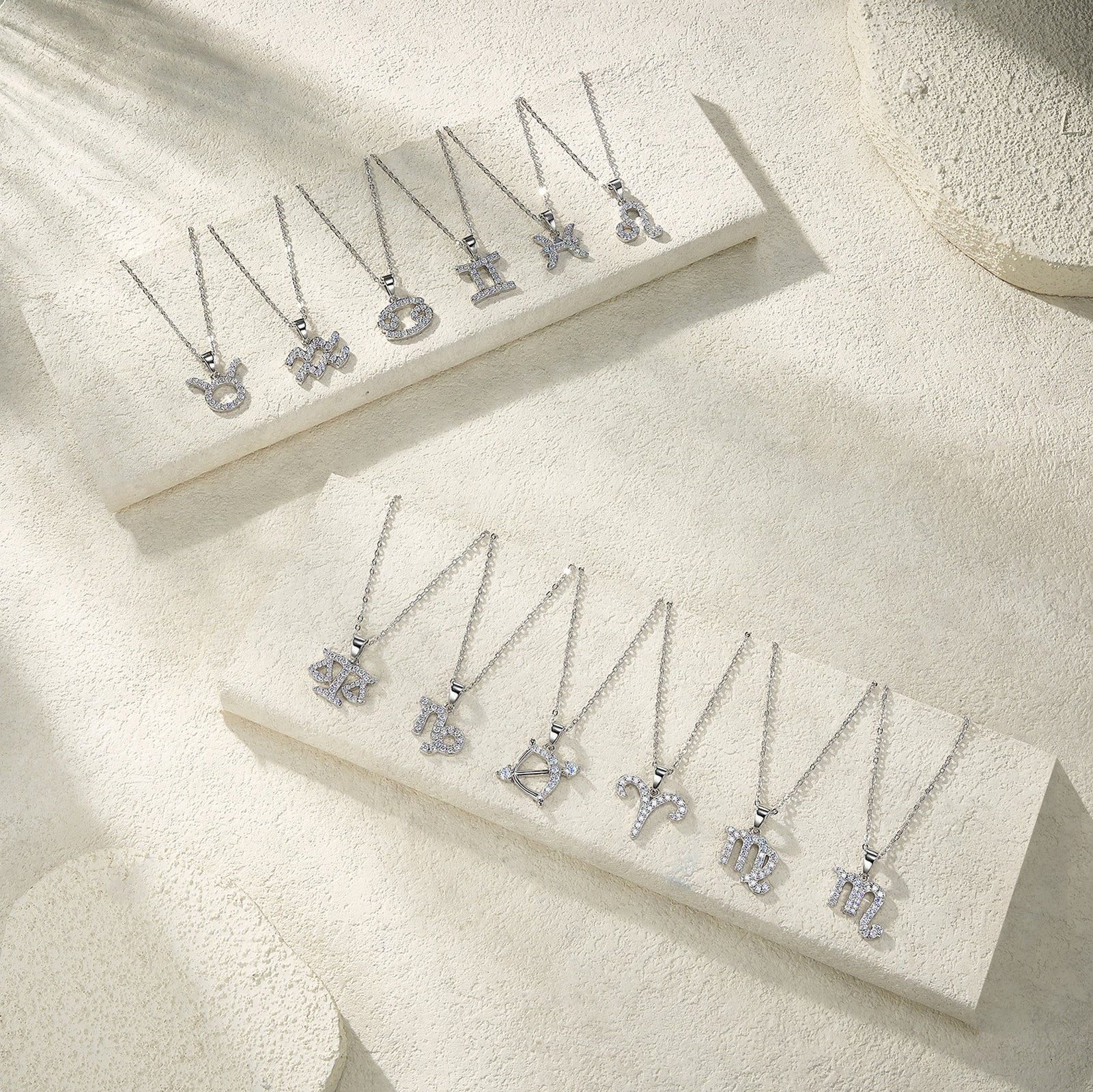Pisces Moissanite Zodiac Necklace – S925 Platinum Plated – view 6
