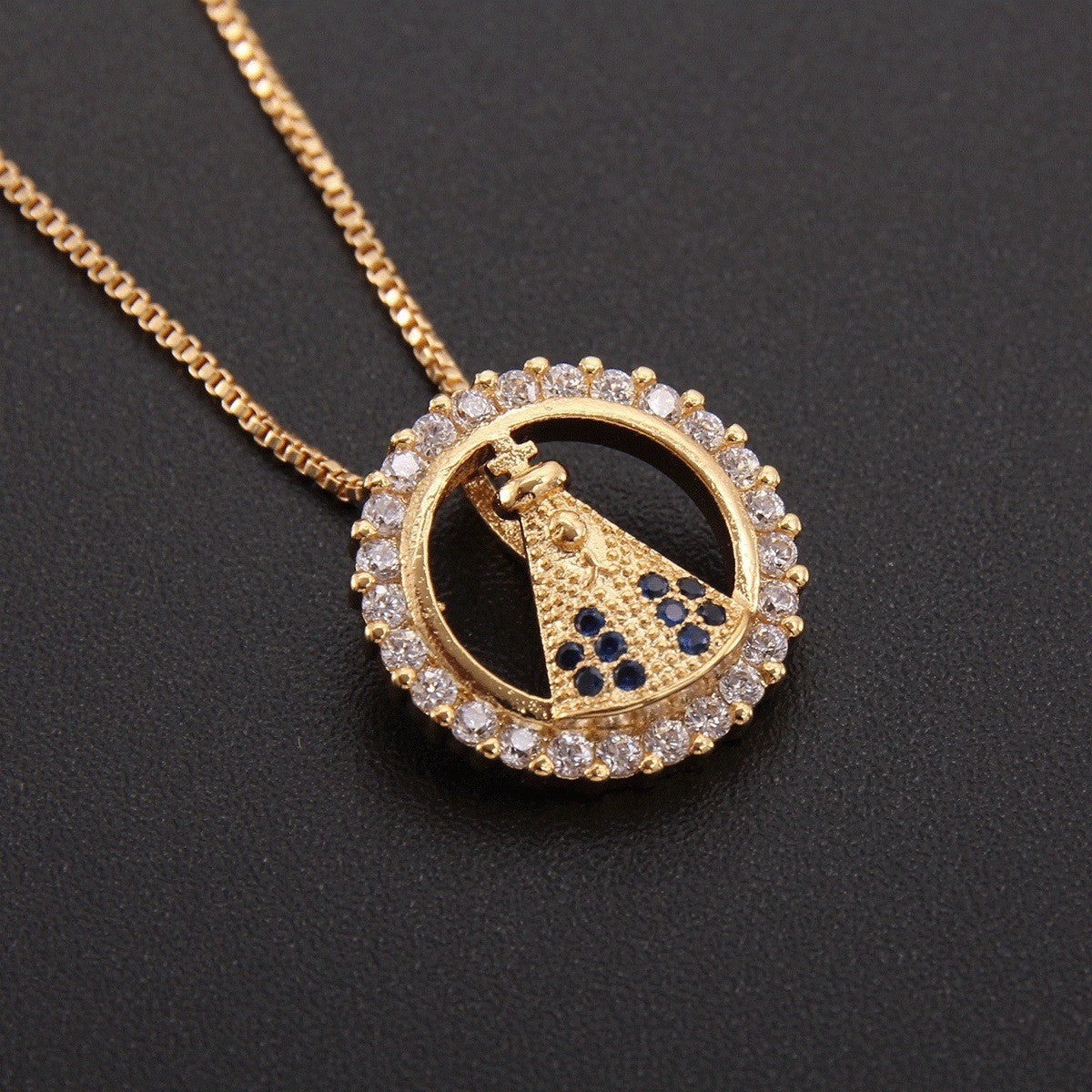 Trendy Religious Necklace – Madonna Cross Charm A – view 5