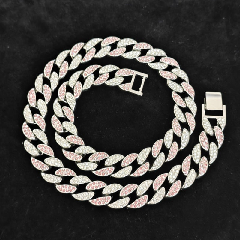 18K Gold Necklace 15MM Flat Leaves Cuban Link Chain – view 5