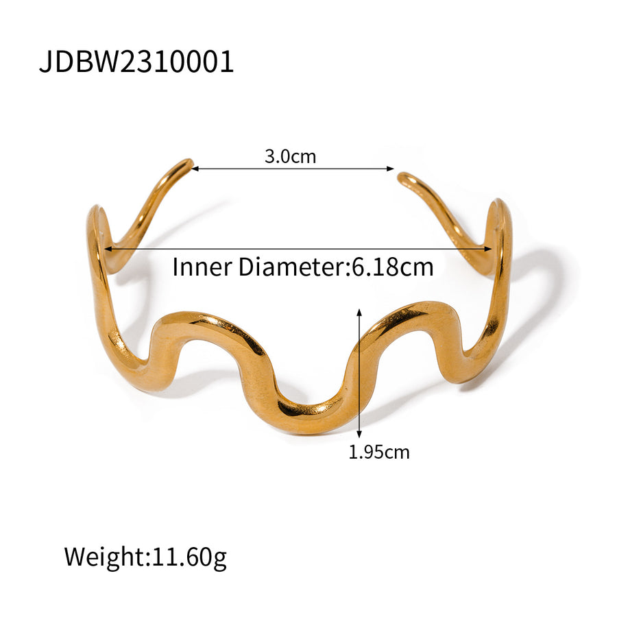18K Gold Stainless Steel Wave Pull-out Necklace – view 12