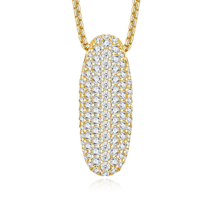 Moissanite oval pendant necklace with gold-plated finish