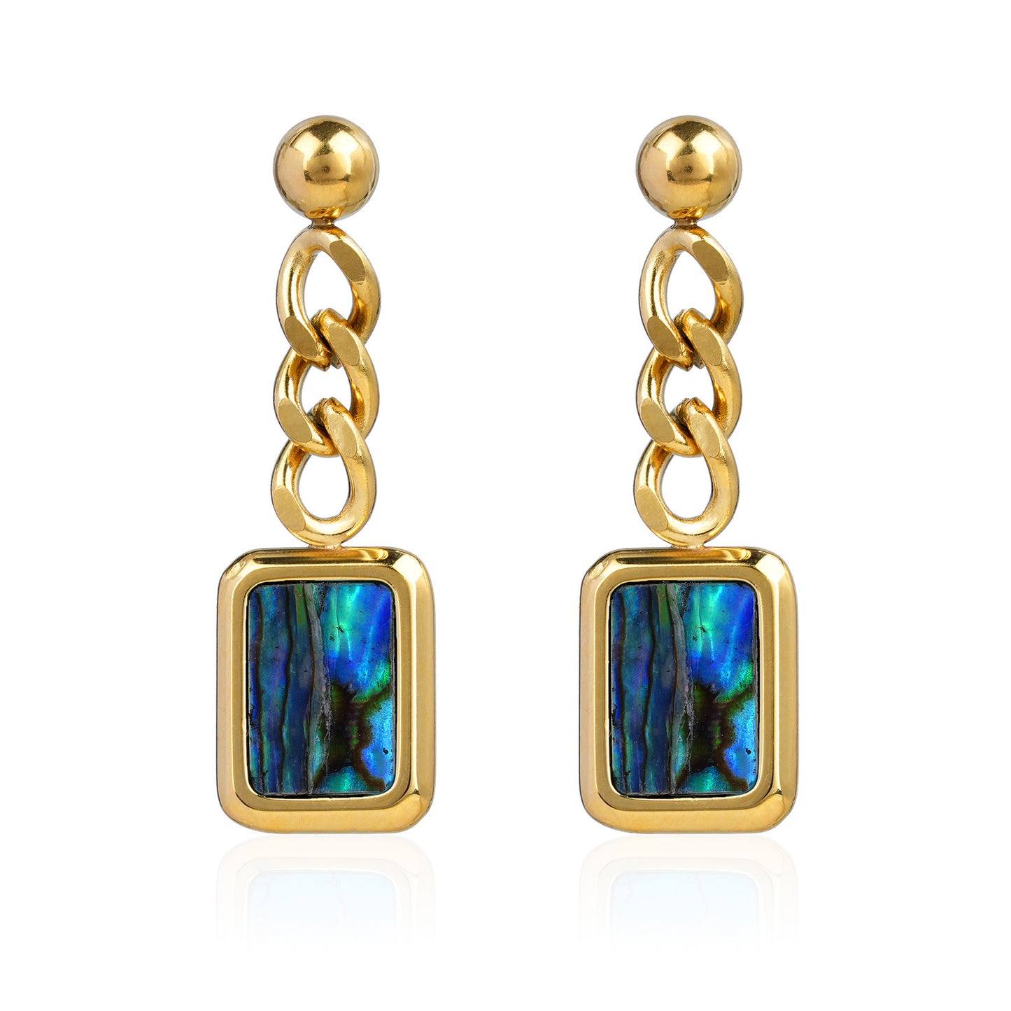 Affordable Luxury Abalone Shell Shaped Earrings With A Chain – view 4