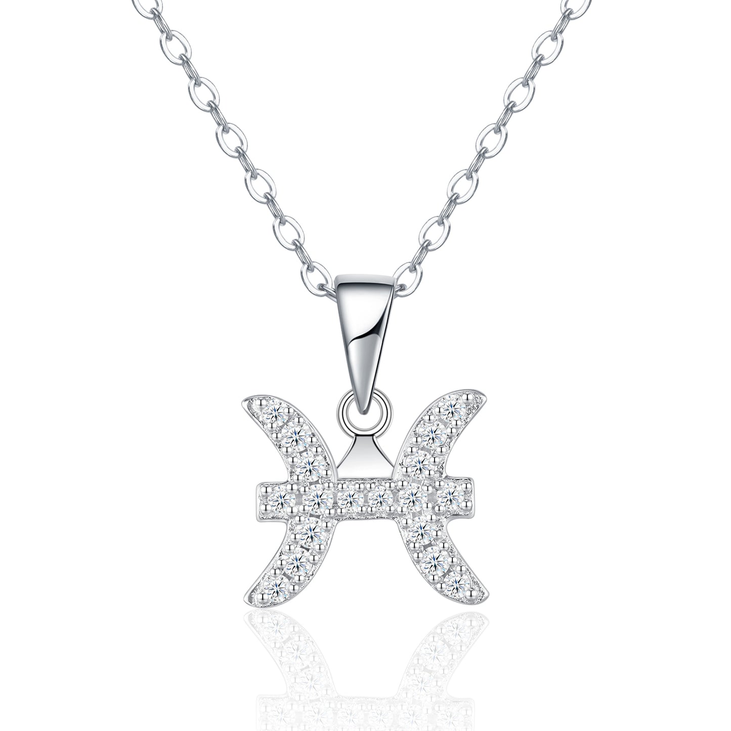 Pisces Moissanite Zodiac Necklace – S925 Platinum Plated