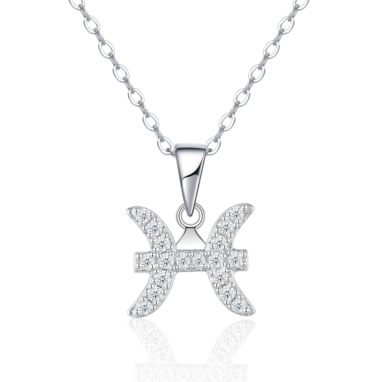 Pisces Moissanite Zodiac Necklace – S925 Platinum Plated