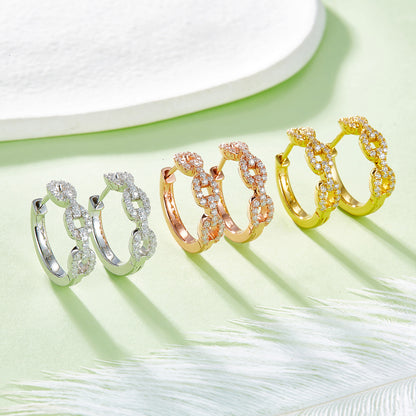 Twisted chain-link moissanite hoop earrings – 18mm – view 7
