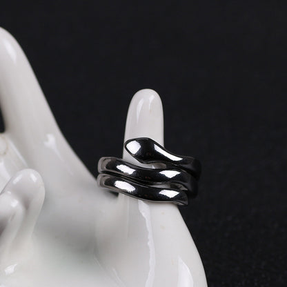 Retro Ring, Punk-style Double-layer Snake-shaped Mens Ring – view 4