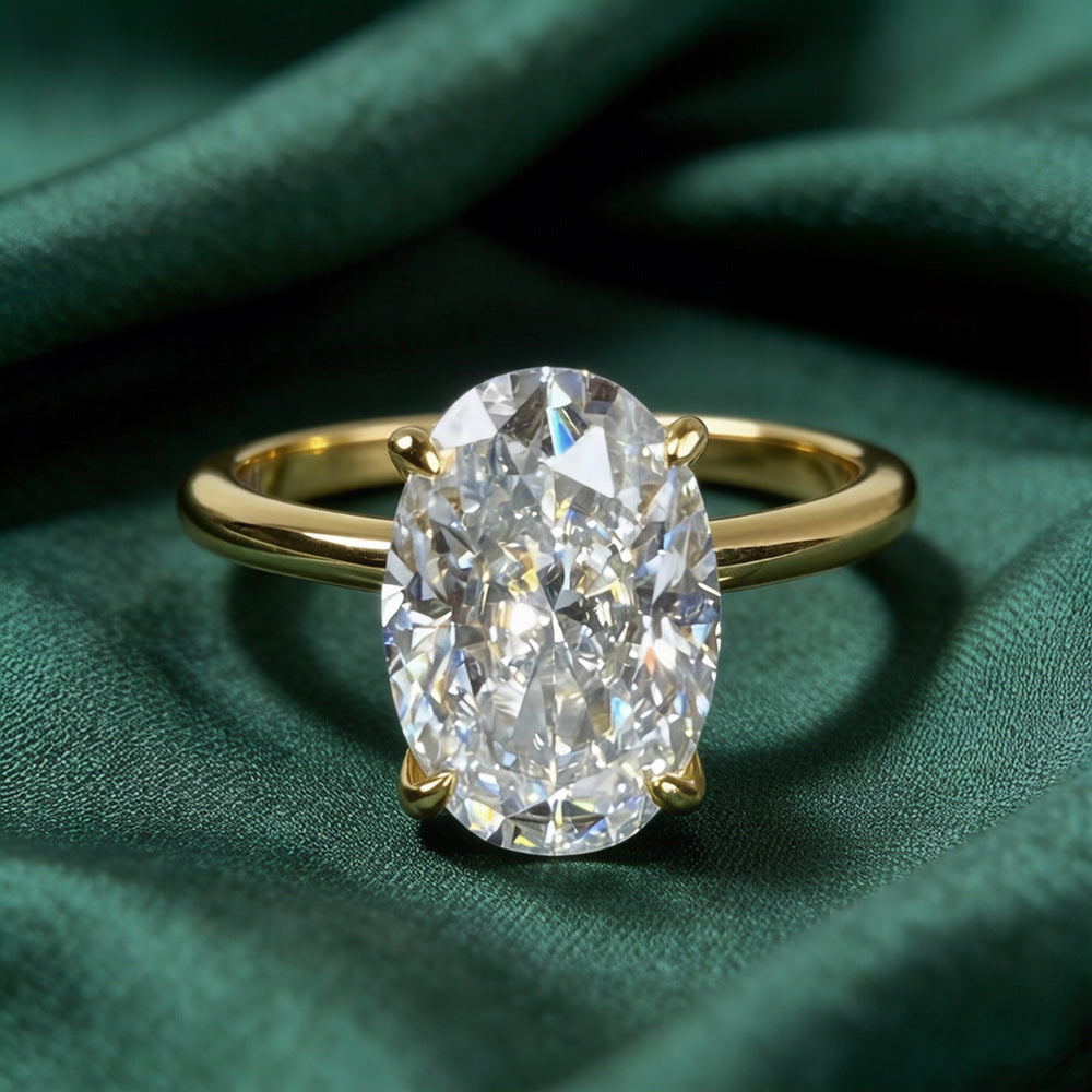 Oval Moissanite Ring In S925 Silver With 18K Gold Plating For Women – view 2