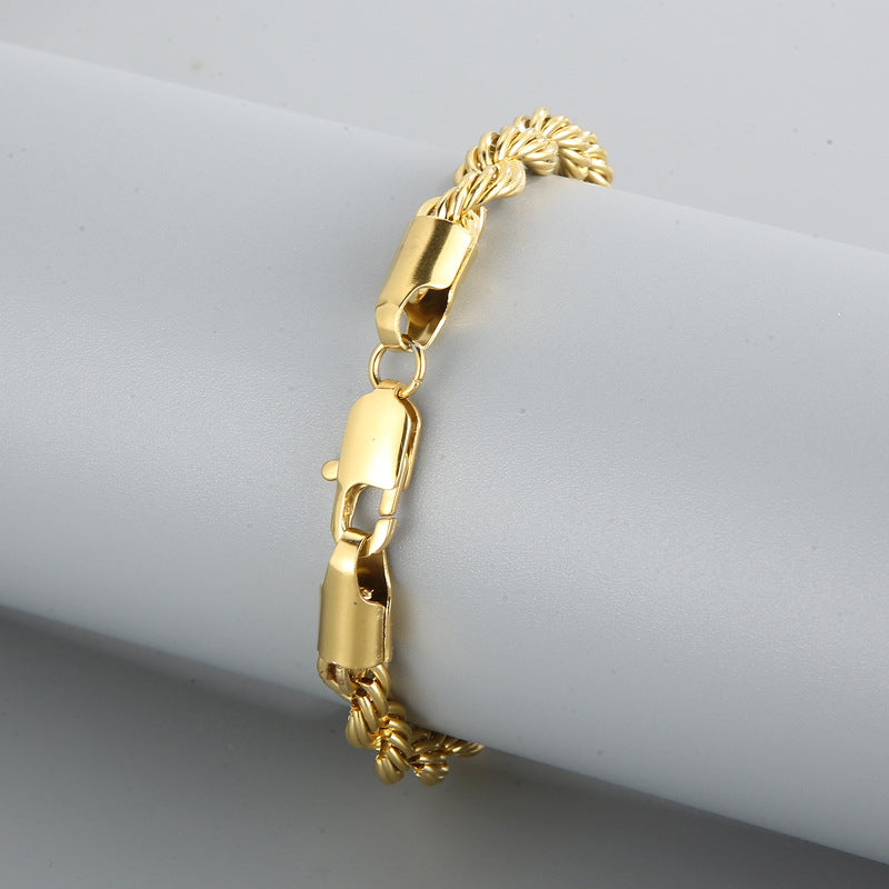 Gold Double Color Twist Chain Stainless Steel Bracelet For Men And Women – view 6