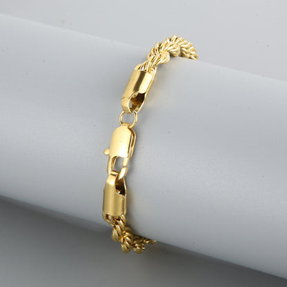Gold Double Color Twist Chain Stainless Steel Bracelet – view 6