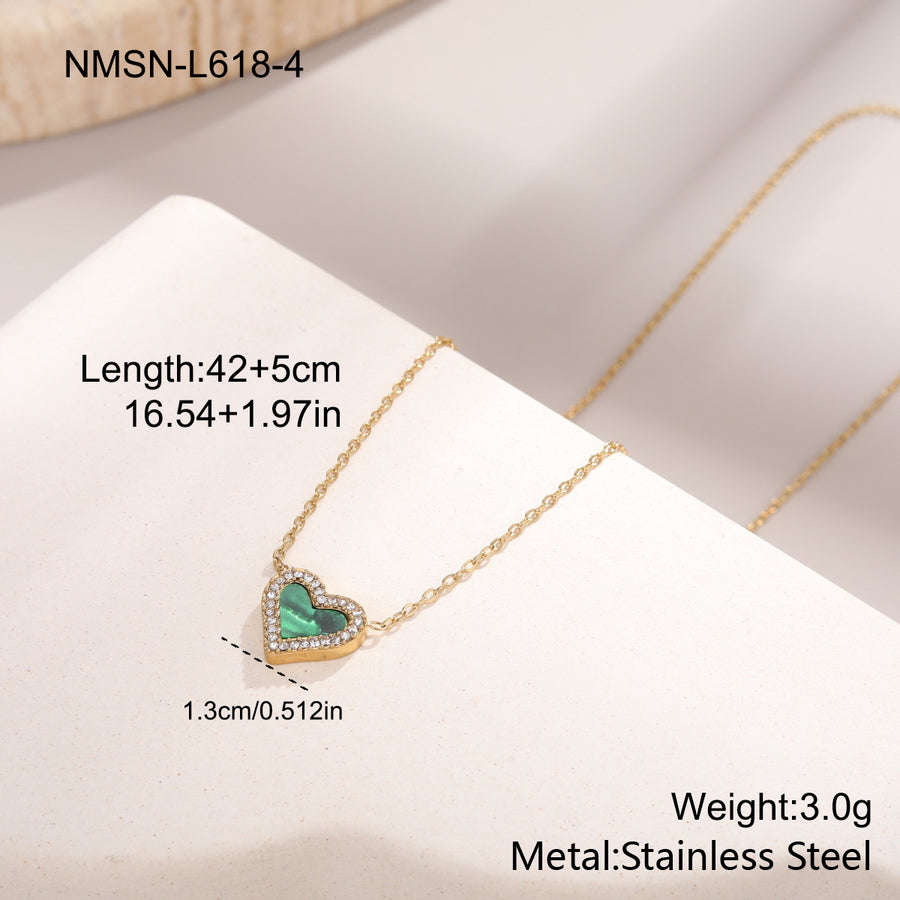 Heart Necklace – 18K Gold, Korean-Japanese Style – view 9