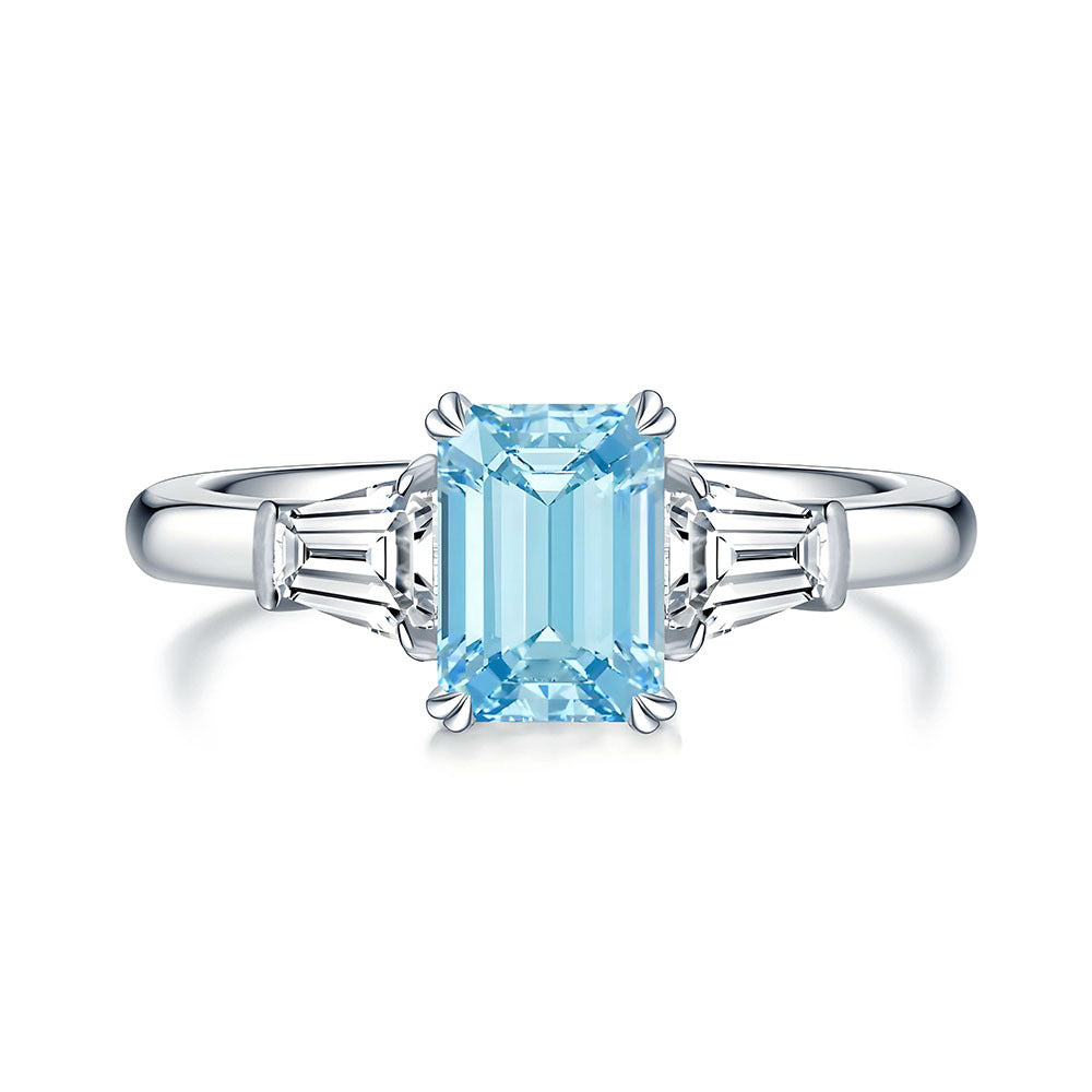 Aquamarine Sugar Cube Ring – S925 Sterling Silver – view 2